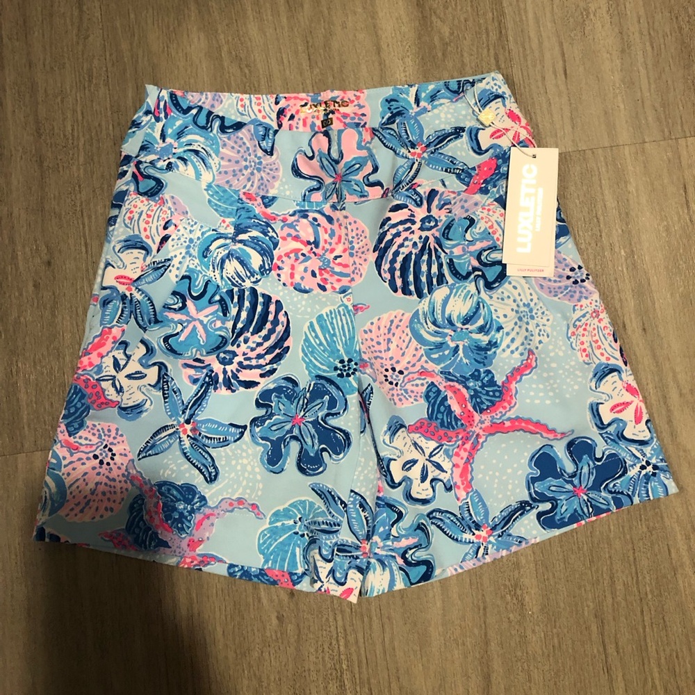 New Lilly Pulitzer 5" Callahan Stretch Shorts Bahamas Beachcomber seashell sz 00